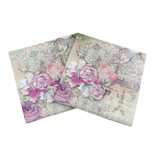 Designed Romantic Flowers Prints Cocktail Napkins 13x13 Inch 40 Count Paper Napkins Serviettes Napkins for Weeding Romantic Collection, Flower 09 Paper Luncheon Napkins 2-Ply Dinner and Party 